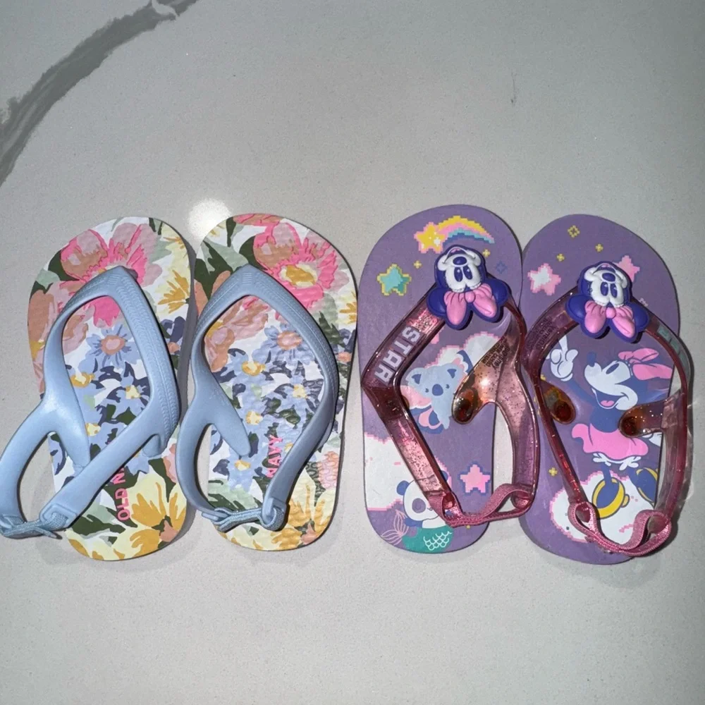 Two Pairs Toddler Girls Baby Thong Sandals 5